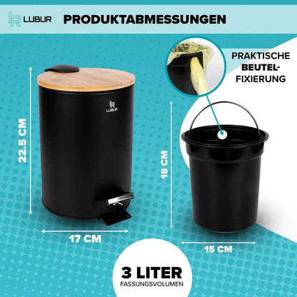 Lubur Kosmetikeimer 3L - Schwarz - Schwarz - Kosmetikeimer